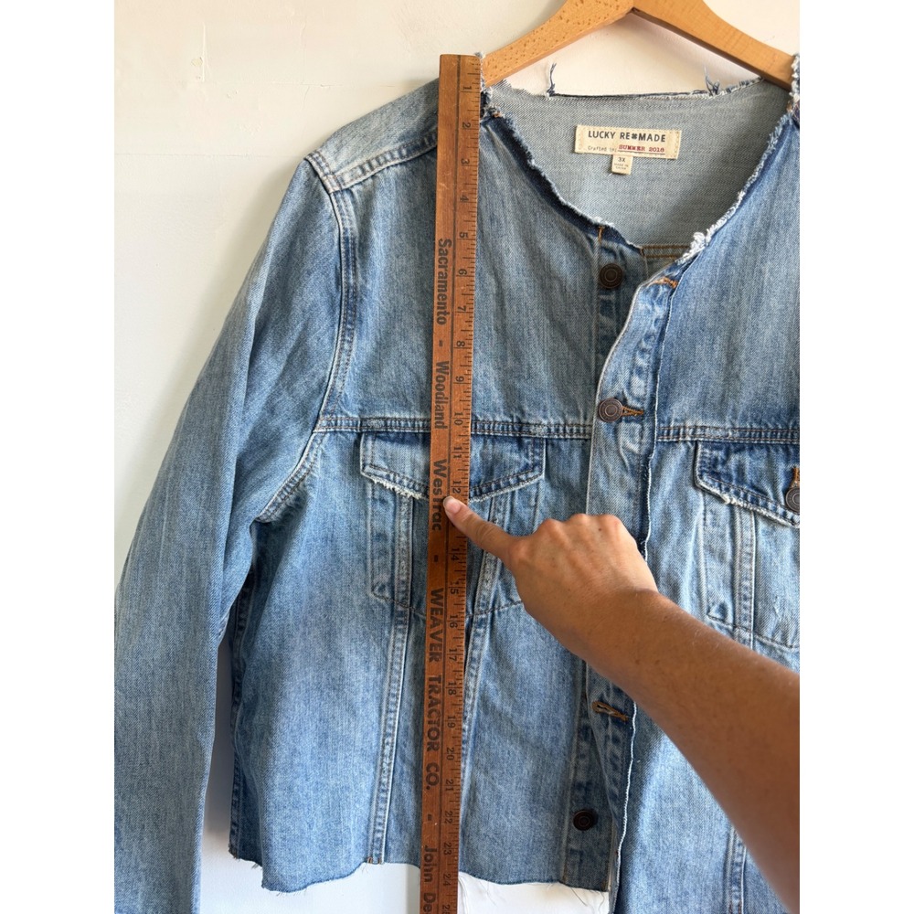 Lucky Brand Re-Made Smart Trucker festival Denim Jacket Light Wash 3X Western - Picture 9 of 9